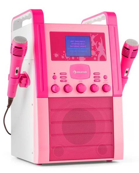 Auna Auna KA8P-V2 PK, růžová, karaoke systém s CD přehrávačem, AUX, 2 mikrofony