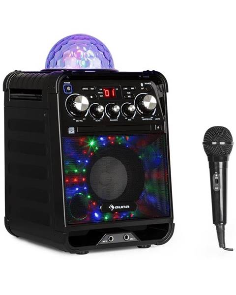 Auna Auna Rockstar LED, karaoke systém, CD přehrávač, bluetooth, AUX, 2 x 6,3 mm, černý