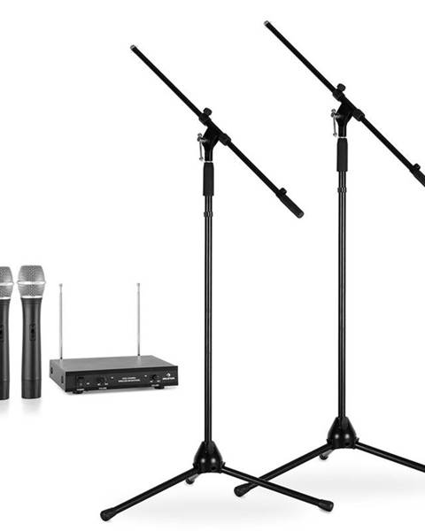 Electronic-Star Electronic-Star Sada bezdrátových mikrofonů se stativy, 2 VHF rádiové mikrofony, 2 stojany, černé