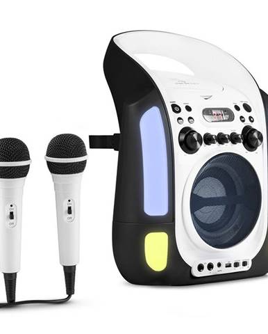 Auna Kara Illumina, černý, karaoke systém, CD, USB, MP3, LED světelná show, 2x mikrofon, přenosný