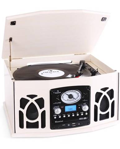 Auna NR-620, stereo zařízení, gramofon, krémové, MP3 záznam