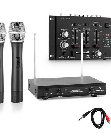 Electronic-Star Sada bezdrátových mikrofonů s 3 kanálovým zesilovačem, černá