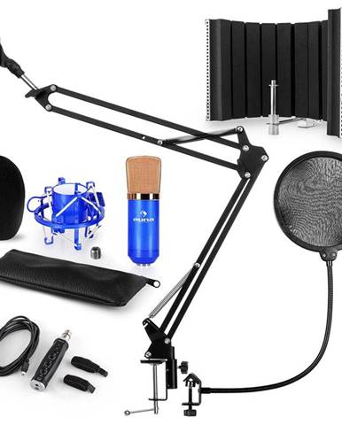 Auna CM001BG mikrofonní sada V5, kondenzátorový mikrofon, USB adaptér, mikrofonní rameno, pop filtr, panel