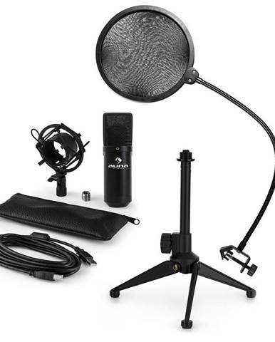 Auna MIC-900B V2, USB mikrofonní sada, kondenzátorový mikrofon + pop-filter + stolní stativ