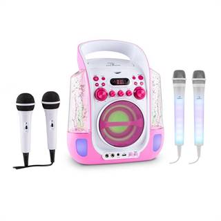 Auna Kara Liquida BT růžová barva + DAZZLE mikrofonní sada, karaoke zařízení, mikrofon, LED osvětlení