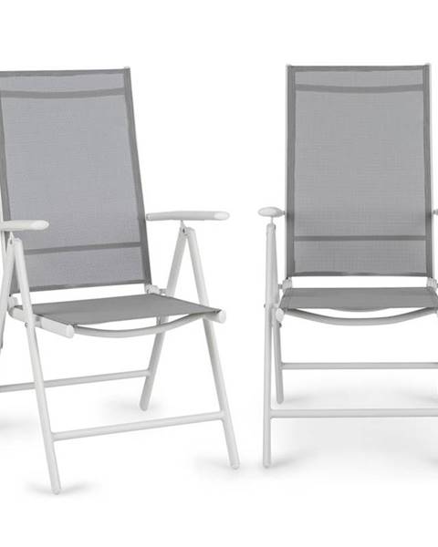 Blumfeldt Blumfeldt Almeria, skládací židle, sada 2 kusů, 59,5 x 107 x 68 cm, Comfortmesh, hliník/bílá