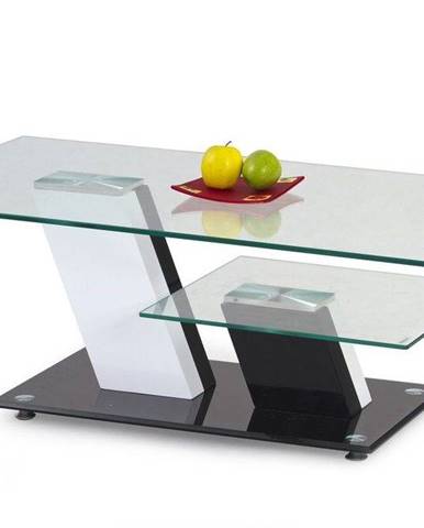 Halmar Konferenční stolek Savana, sklo, černý/bílý