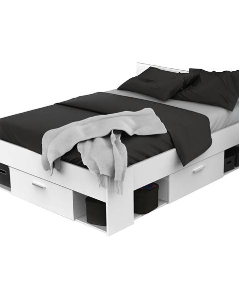 IDEA Nábytek Multifunkční postel 140x190/200 CHICAGO perleťově bílá