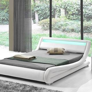 FILIDA čalouněná postel s roštem a LED osvětlením 180x200 cm, bílá