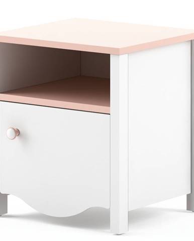 Noční stolek MIA MI-07, bílý/růžový