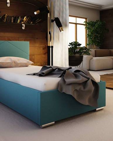 Čalouněná postel SOFIE 5 90x200 cm, modrá látka