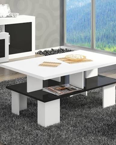 Konferenční stolek SUPRA 2, bílá/černý lesk