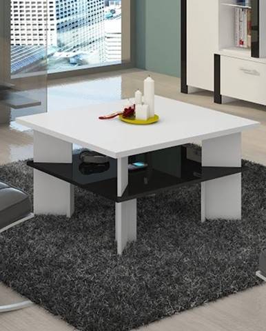 Konferenční stolek VECTRA 1, bílá/černý lesk