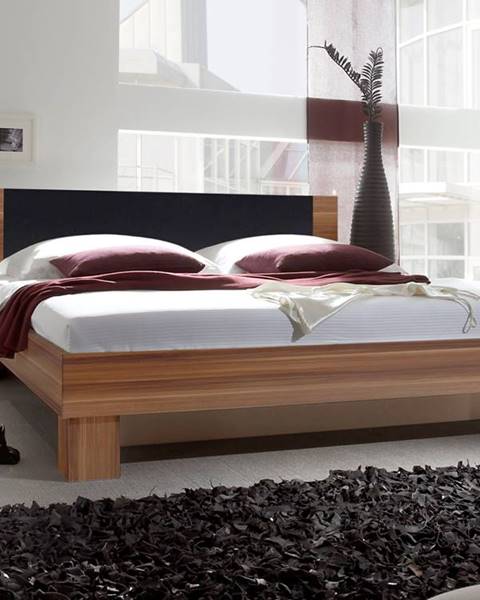 Smartshop VERA postel 160x200 cm s nočními stolky, červený ořech/černá