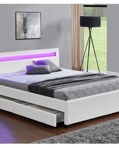 CLARETA čalouněná postel s roštem 160x200 cm, bílá