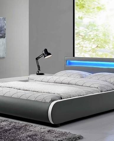 DULCEA čalouněná postel s roštem 180x200 cm, šedá