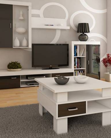 Konferenční stolek GAMMA, barva: bílá/černý lesk