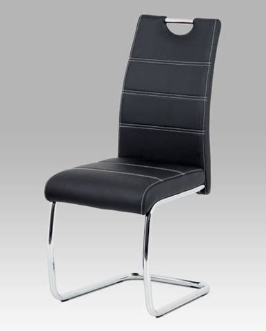 Jídelní židle HC-481 BK, černá ekokůže/chrom