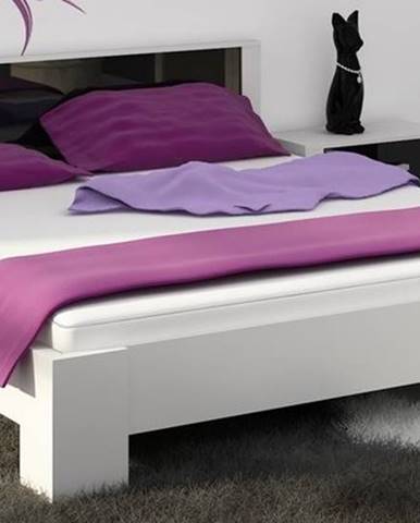 VIKI, postel 160x200 cm vč. roštu, bílá/černý lesk
