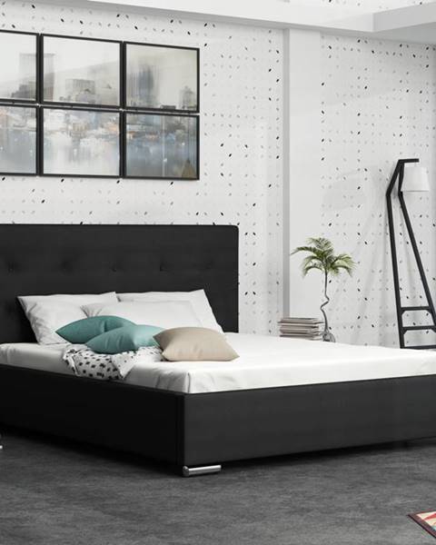 Smartshop Čalouněná postel SOFIE 1 160x200 cm, černá látka