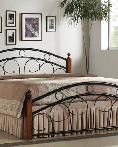 PARIS, postel 180x200 s roštem, masiv/kov, třešeň antická