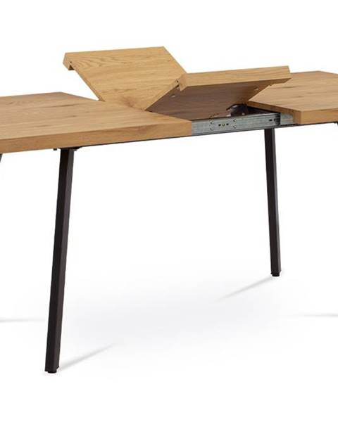 Smartshop Jídelní stůl 140+40x85x76 cm, MDF deska, 3D dekor dub, kovové nohy, antracitový matný lak AT-1120 OA