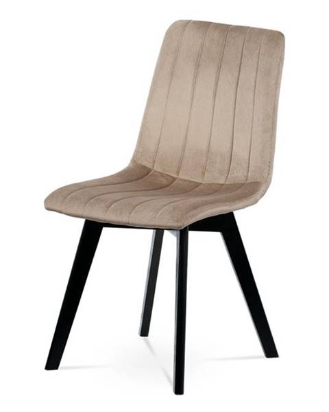 Smartshop Jídelní židle, krémová sametová látka, masivní bukové nohy, černý matný lak CT-617 CRM4