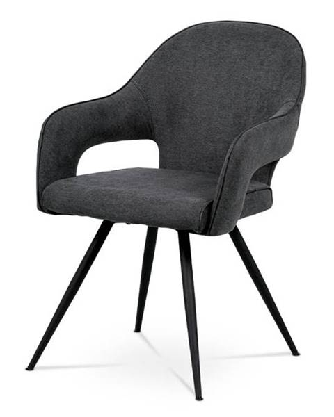 Smartshop Jídelní židle - šedá látka, kovová podnož, černý matný lak HC-031 GREY2