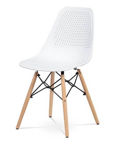Jídelní židle, bílý plast, masiv přírodní buk, kov černý CT-521 WT
