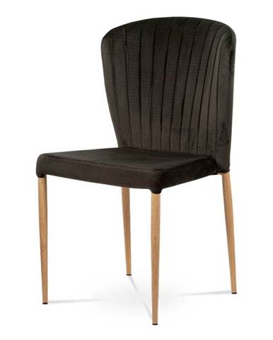 Jídelní židle - šedá sametová látka, kovová podnož, 3D dekor dub CT-614 GREY4