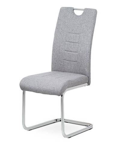 Jídelní židle - stříbrná látka, kovová chromovaná podnož DCL-404 SIL2