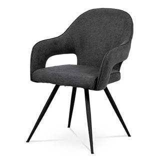 Jídelní židle - šedá látka, kovová podnož, černý matný lak HC-031 GREY2