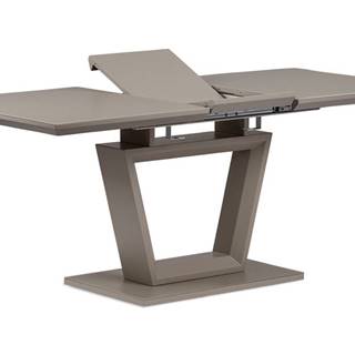 Rozkládací jídelní stůl 140+40x80x76 cm, MDF deska, barva matná lanýžová, lanýžové sklo satin HT-466