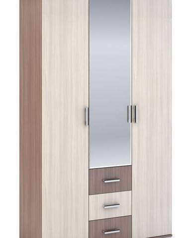 Šatní skříň 3-dveřová ROCHEL 45 cm jasan šimo (ROCHEL SK803-G8 SKŘÍŇ 3D3S+ZRC.45 j.šimo světlý)