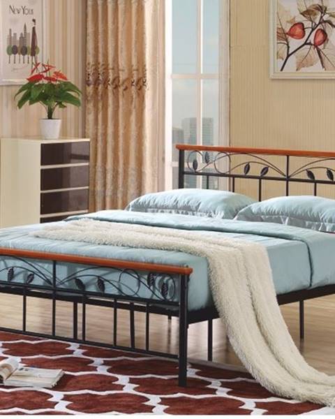 Smartshop MORENA kovová postel s roštem 160x200 cm, třešeň