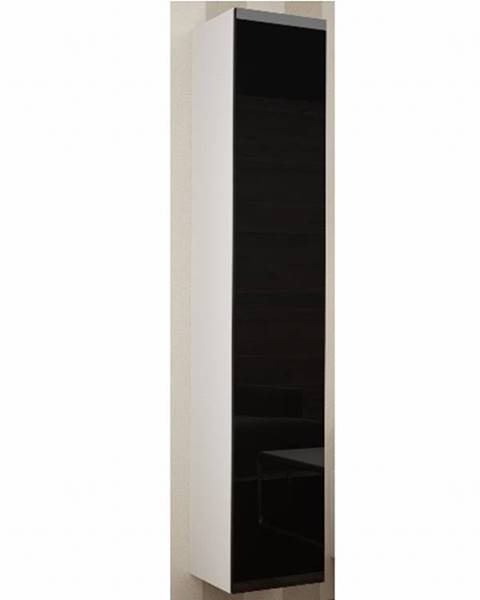 CAMA Závěsná vitrína VIGO 180 cm - plná dvířka, bílá/černý lesk