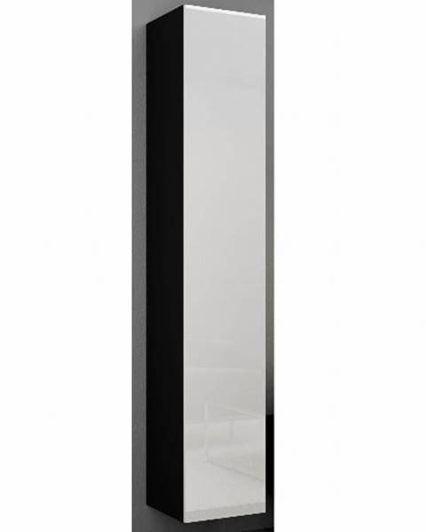CAMA Závěsná vitrína VIGO 180 cm - plná dvířka, černá/bílý lesk