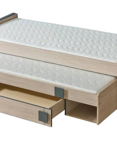 Dolmar GIMMI, postel s úložným prostorem G16 bez matrací, dub santana/šedá