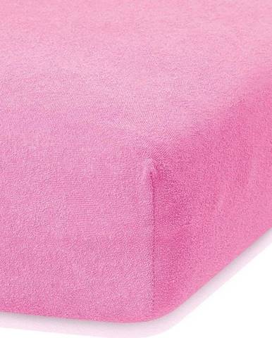 Tmavě růžové elastické prostěradlo s vysokým podílem bavlny AmeliaHome Ruby, 160/180 x 200 cm