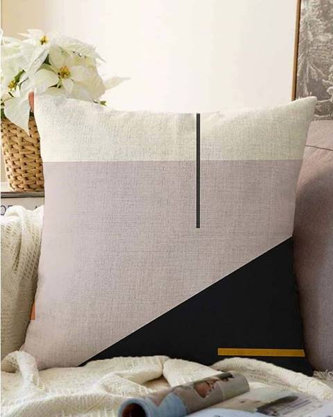 Minimalist Cushion Covers Růžovo-černý povlak na polštář s příměsí bavlny Minimalist Cushion Covers Abstract, 55 x 55 cm