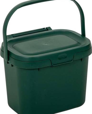 Lahvově zelený víceúčelový plastový kuchyňský kbelík s víkem Addis, 24,5 x 18,5 x 19 cm
