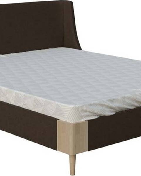 Hnědá dvoulůžková postel ProSpánek Lagom Side Soft, 180 x 200 cm