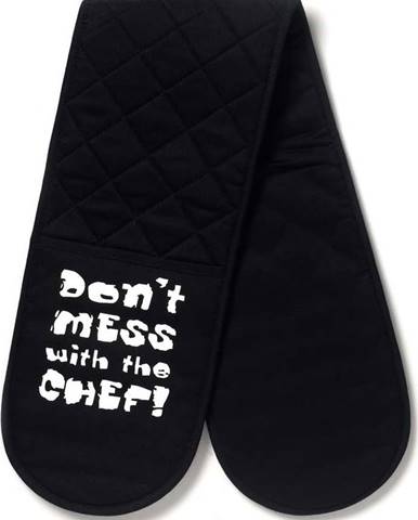 Černá bavlněná dvojitá chňapka Cooksmart ® Don't Mess With The Chef