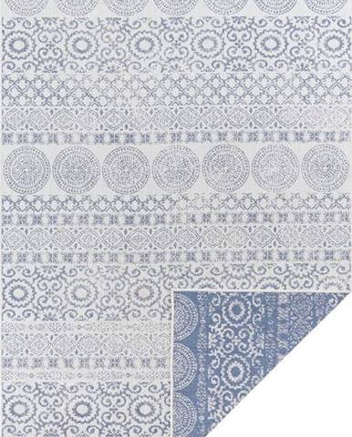 Modro-bílý venkovní koberec Ragami Circle, 200 x 290 cm