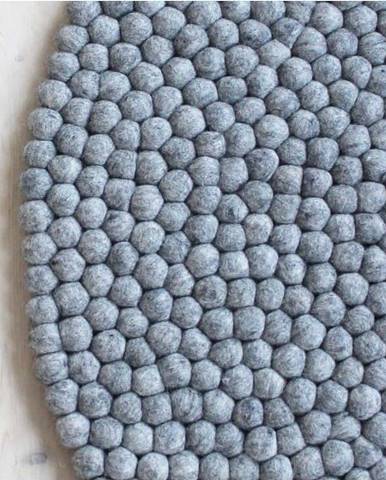 Ocelově šedý kuličkový vlněný koberec Wooldot Ball Rugs, ⌀ 90 cm