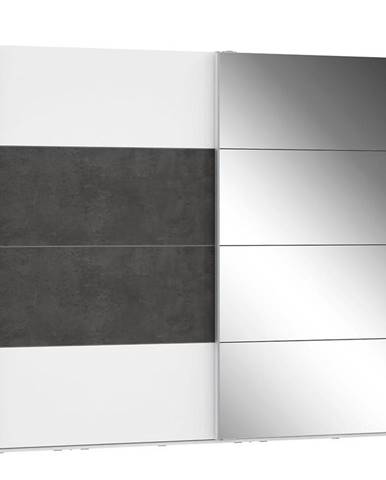 Skříň Olivia 270cm Bílá/Beton/Zrcadlo