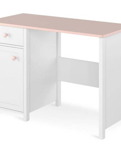 Psací Stůl Luna 110cm Bílý/Ružová