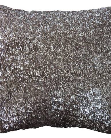 Dekorační polštář, 45x45 cm, hnědostříbrný