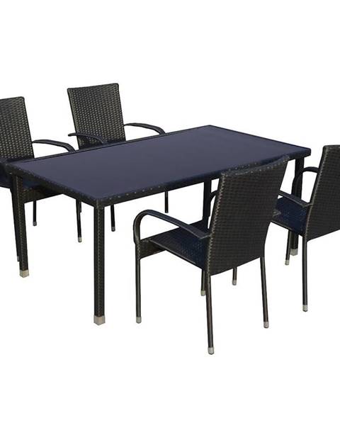 BAUMAX Zahradní souprava HAITI ratan stůl + 4 židli černá