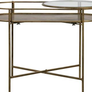 Skleněný odkládací stolek s podnožím ve zlaté barvě BePureHome